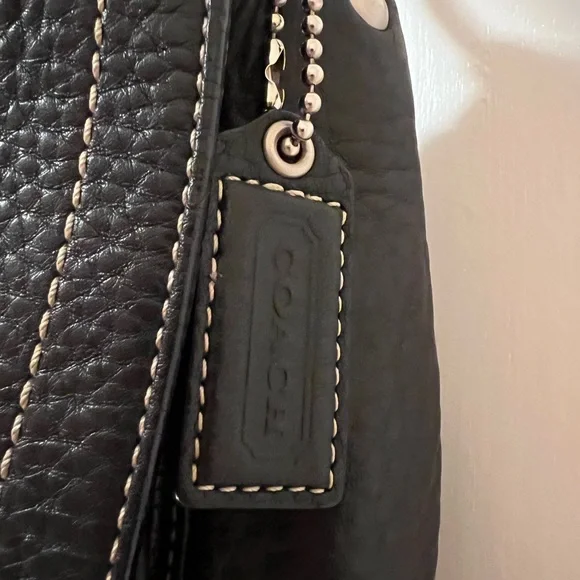 Coach Chelsea Black Pebbled Leather Shoulder Bag (F10893) - Picture 8 of 13